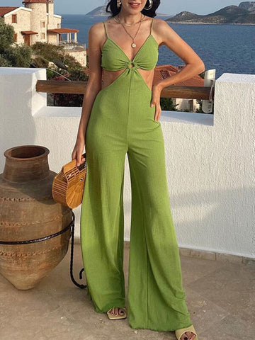 Airchics combinaisons droit dos nu à fines brides v-cou femme mode de plage